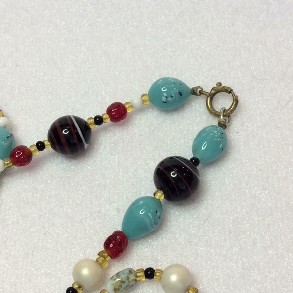 FINAL SALE PRICE 48” Continuous Turquoise and Brown Necklace - Picture 2 of 5